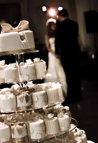 A tower of small wedding cakes