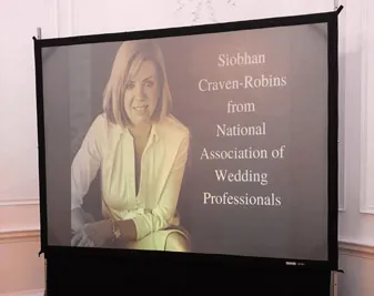 Image of Siobhàn's video display at the SW Wed Meetup at Rockbeare Manor